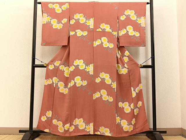 平和屋着物■上質な小紋　草花文　正絹　逸品　BAAY3227hj