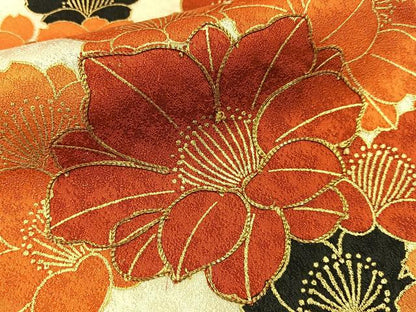 平和屋着物■訪問着　駒刺繍　舞花文　暈し染め　金彩　正絹　逸品　BAAY3228hj