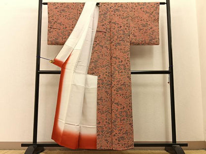 平和屋着物■上質な小紋　花鳥文　鬼しぼ縮緬　正絹　逸品　BAAY3229hj