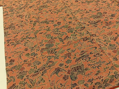 平和屋着物■上質な小紋　花鳥文　鬼しぼ縮緬　正絹　逸品　BAAY3229hj