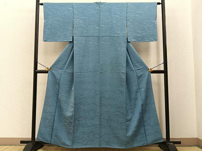 平和屋着物■上質な色無地　竜田川地紋　水浅葱色　正絹　逸品　BAAY3231hj
