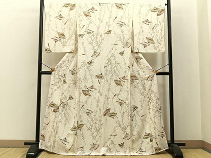 平和屋着物■上質な小紋　扇面花文　金彩　正絹　逸品　BAAY3232hj