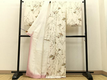 平和屋着物■上質な小紋　扇面花文　金彩　正絹　逸品　BAAY3232hj