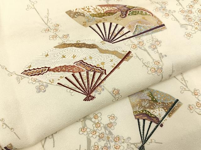 平和屋着物■上質な小紋　扇面花文　金彩　正絹　逸品　BAAY3232hj