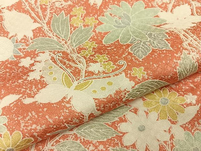 平和屋着物■上質な小紋　花蝶文　正絹　逸品　BAAY3234hj