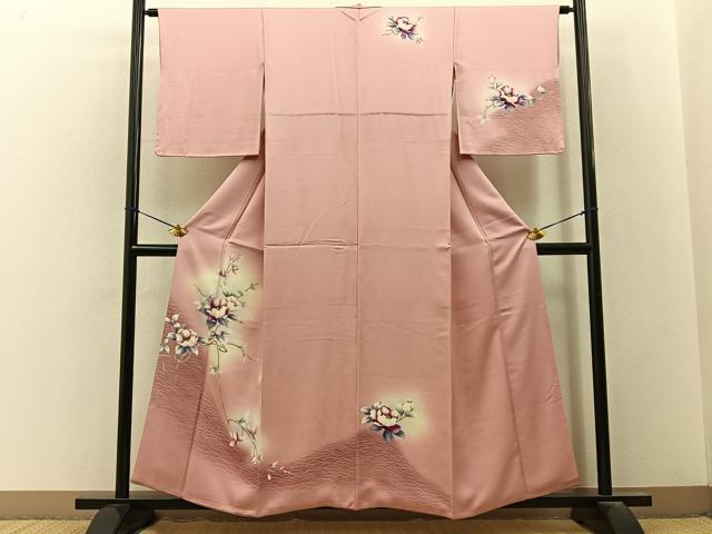 平和屋着物■訪問着　枝椿文　暈し染め　正絹　逸品　BAAY3236hj