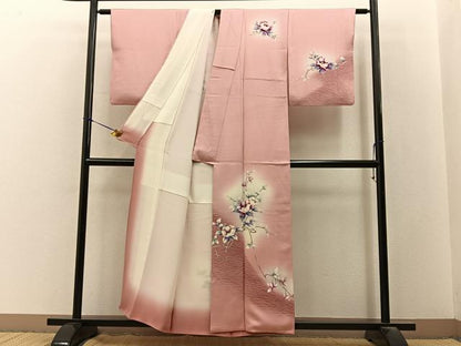 平和屋着物■訪問着　枝椿文　暈し染め　正絹　逸品　BAAY3236hj