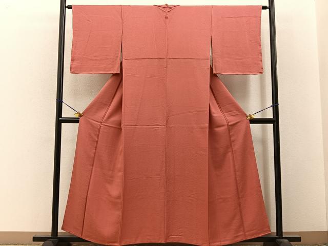 平和屋着物■上質な色無地　紋意匠　浅緋色　正絹　逸品　BAAY3237hj