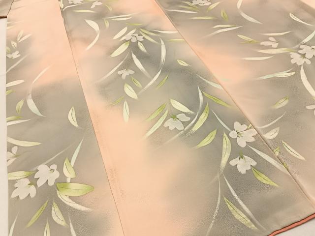平和屋着物■上質な小紋　手描き　草花文　暈し染め　正絹　逸品　BAAY3244hj