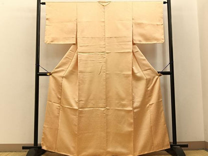 平和屋着物■上質な色無地　菱地紋　蜂蜜色　正絹　逸品　BAAY3245hj