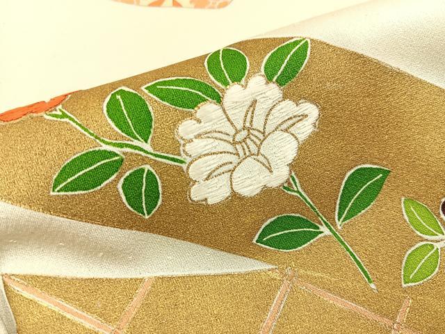 平和屋着物■訪問着　刺繍　誰が袖花文　金彩　ロング丈　正絹　逸品　BAAY3249hj