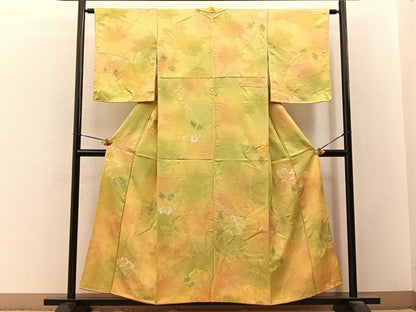 平和屋着物●上質な小紋　地紋起こし　牡丹　暈し染め　正絹　逸品　BAAY3250hj