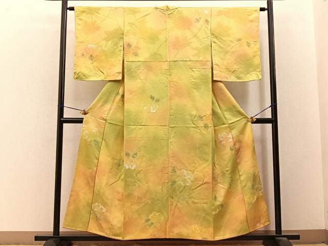平和屋着物●上質な小紋　地紋起こし　牡丹　暈し染め　正絹　逸品　BAAY3250hj
