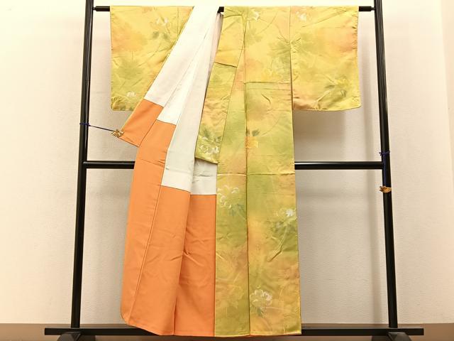 平和屋着物●上質な小紋　地紋起こし　牡丹　暈し染め　正絹　逸品　BAAY3250hj