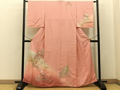 平和屋着物■訪問着　短冊草花文　暈し染め　金銀彩　正絹　逸品　BAAY3253hj