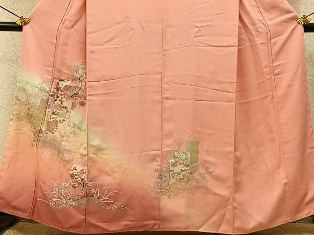 平和屋着物■訪問着　短冊草花文　暈し染め　金銀彩　正絹　逸品　BAAY3253hj