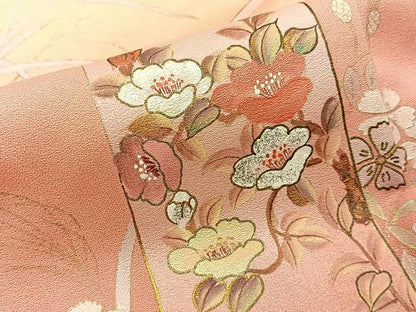 平和屋着物■訪問着　短冊草花文　暈し染め　金銀彩　正絹　逸品　BAAY3253hj