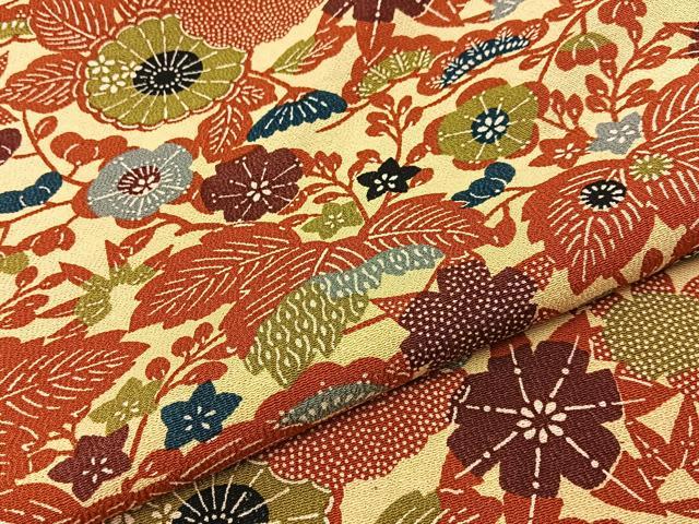 平和屋着物■上質な小紋　型染め　草花文　正絹　逸品　BAAY3260hj