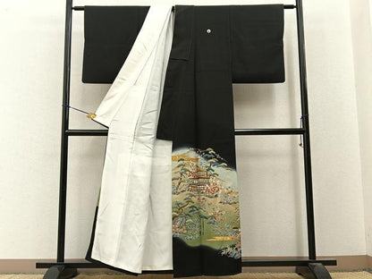 平和屋着物■豪華黒留袖　作家物　金閣寺　暈し染め　金彩　正絹　逸品　BAAY3261hj