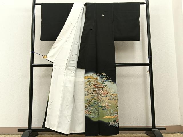 平和屋着物■豪華黒留袖　作家物　金閣寺　暈し染め　金彩　正絹　逸品　BAAY3261hj