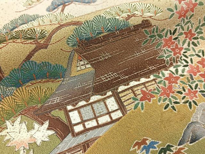 平和屋着物■豪華黒留袖　作家物　金閣寺　暈し染め　金彩　正絹　逸品　BAAY3261hj