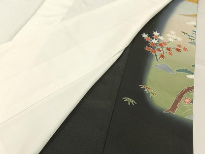 平和屋着物■豪華黒留袖　作家物　金閣寺　暈し染め　金彩　正絹　逸品　BAAY3261hj