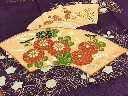 平和屋着物■訪問着　駒刺繍　地紙草花文　金彩　正絹　逸品　BAAY3262hj