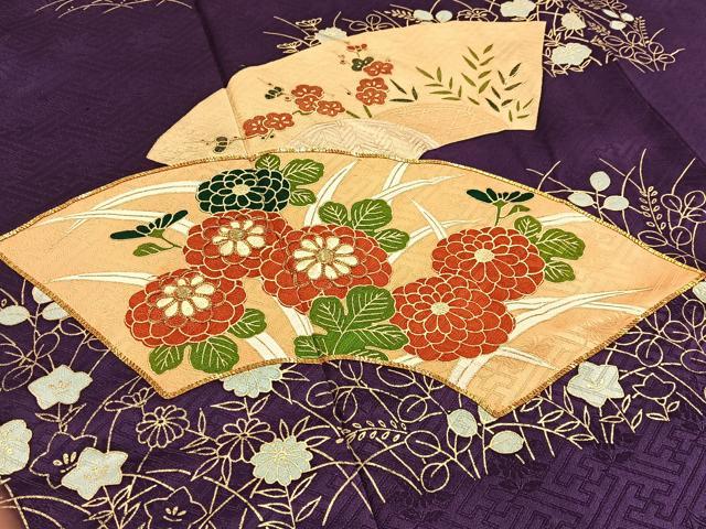 平和屋着物■訪問着　駒刺繍　地紙草花文　金彩　正絹　逸品　BAAY3262hj