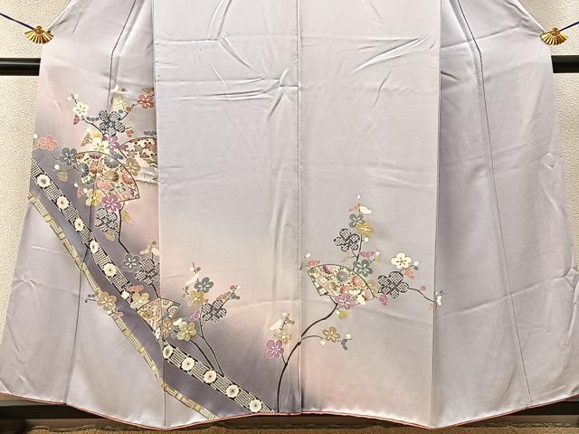 平和屋着物■訪問着　地紙枝花文　暈し染め　金銀彩　正絹　逸品　BAAY3263hj