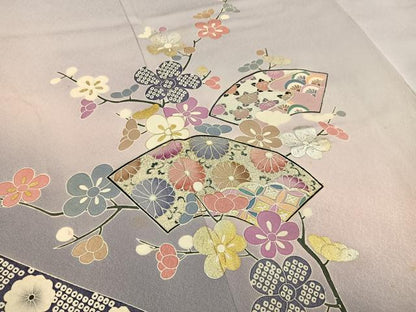 平和屋着物■訪問着　地紙枝花文　暈し染め　金銀彩　正絹　逸品　BAAY3263hj