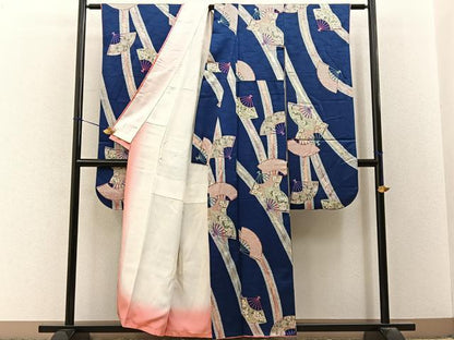 平和屋着物■豪華振袖　扇面鹿の子花文　金彩　正絹　逸品　BAAY3264hj