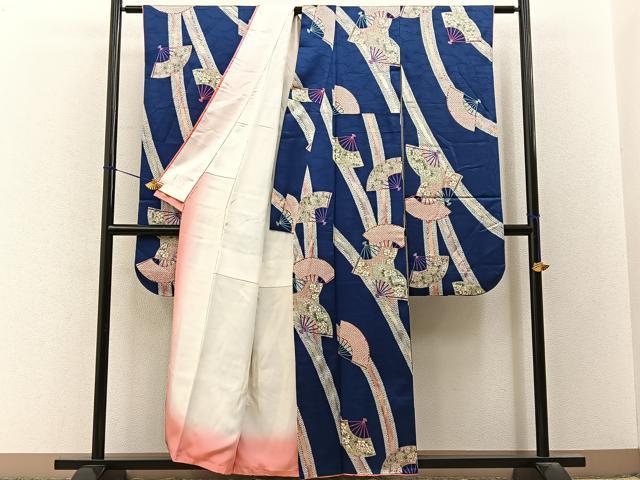 平和屋着物■豪華振袖　扇面鹿の子花文　金彩　正絹　逸品　BAAY3264hj