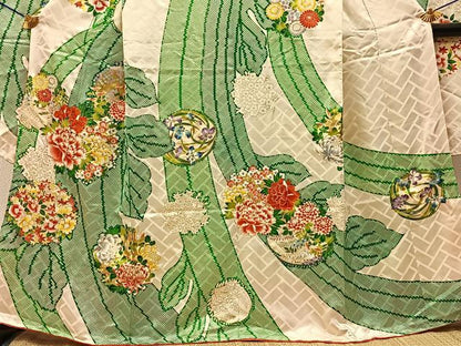 平和屋着物■豪華振袖　駒刺繍　花丸文　金彩　正絹　逸品　BAAY3265hj