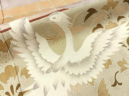 平和屋着物■豪華色留袖　鳳凰花文　金彩　正絹　逸品　BAAY3267hj