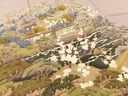 平和屋着物■豪華色留袖　友禅　松竹梅風景文　正絹　逸品　BAAY3268hj