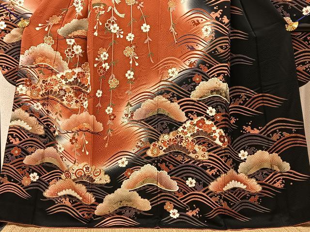 平和屋着物■豪華振袖　駒刺繍　浜松花文　暈し染め　金彩　正絹　逸品　BAAY3269hj