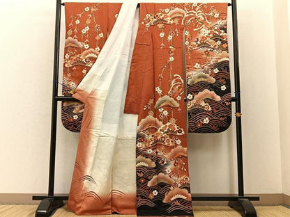 平和屋着物■豪華振袖　駒刺繍　浜松花文　暈し染め　金彩　正絹　逸品　BAAY3269hj