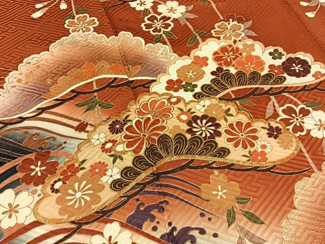 平和屋着物■豪華振袖　駒刺繍　浜松花文　暈し染め　金彩　正絹　逸品　BAAY3269hj