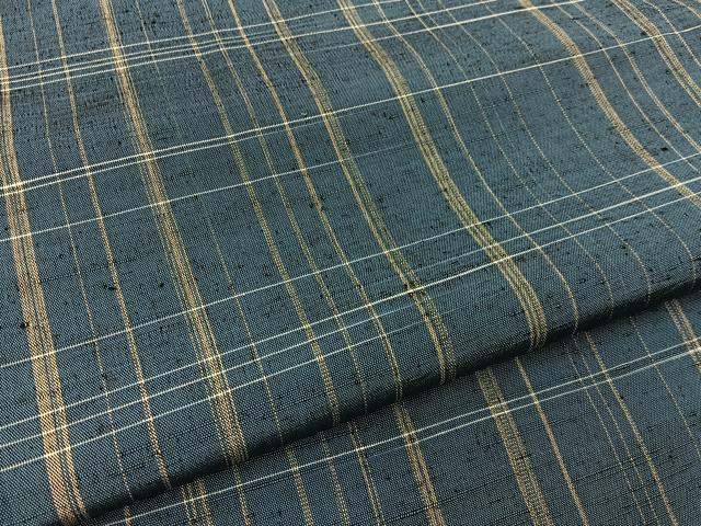 平和屋着物■上質な紬　格子柄　正絹　逸品　BAAY3271hj