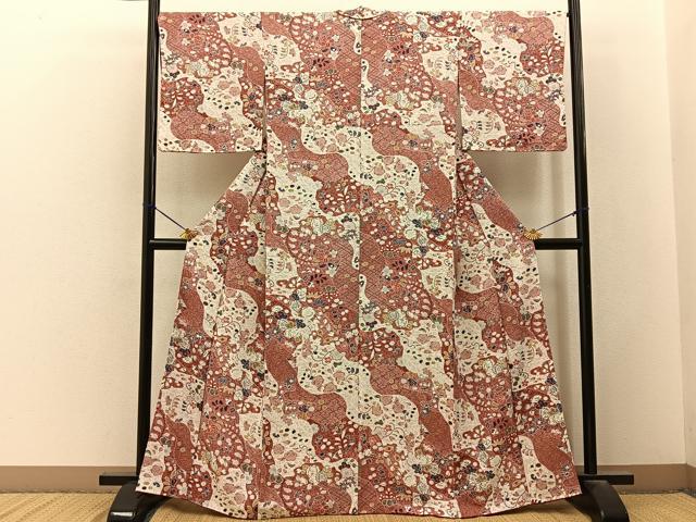 平和屋着物■上質な小紋　辻が花　正絹　逸品　BAAY3273hj