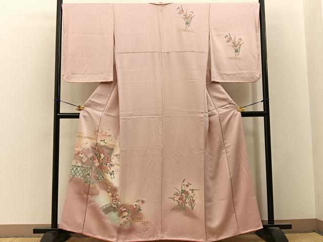 平和屋着物■訪問着　御所車花文　暈し染め　金銀彩　正絹　逸品　BAAY3274hj