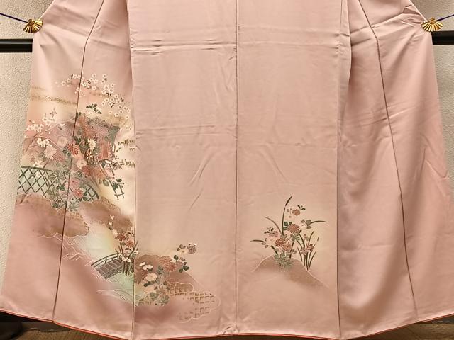 平和屋着物■訪問着　御所車花文　暈し染め　金銀彩　正絹　逸品　BAAY3274hj