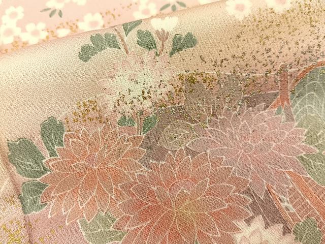 平和屋着物■訪問着　御所車花文　暈し染め　金銀彩　正絹　逸品　BAAY3274hj