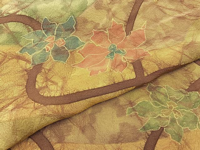 平和屋着物■上質な小紋　ろうけつ染め　舞花文　正絹　逸品　BAAY3278hj