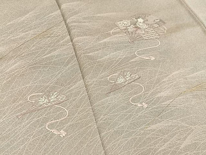 平和屋着物■訪問着　刺繍　扇面花文　金彩　銀糸　正絹　逸品　BAAY3279hj