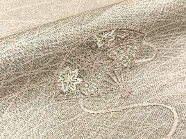 平和屋着物■訪問着　刺繍　扇面花文　金彩　銀糸　正絹　逸品　BAAY3279hj