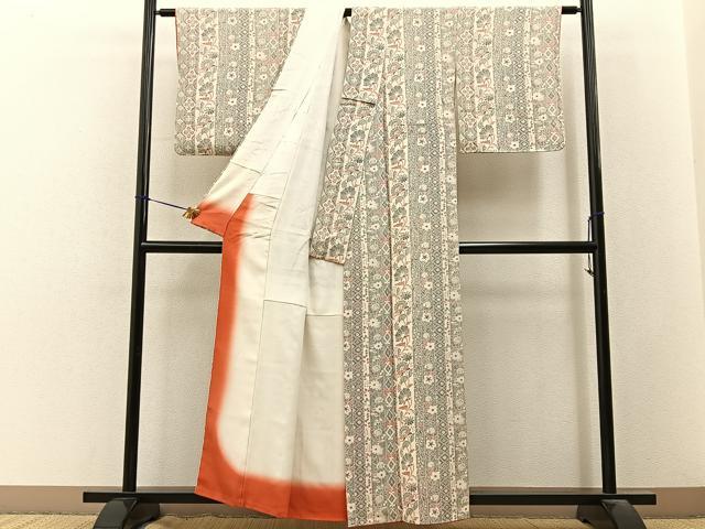 平和屋着物■上質な小紋　辻が花　鬼しぼ縮緬　正絹　逸品　BAAY3285hj