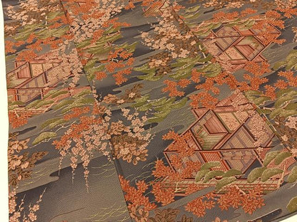 平和屋着物■上質な小紋　風景花文　暈し染め　金彩　正絹　逸品　BAAY3286hj
