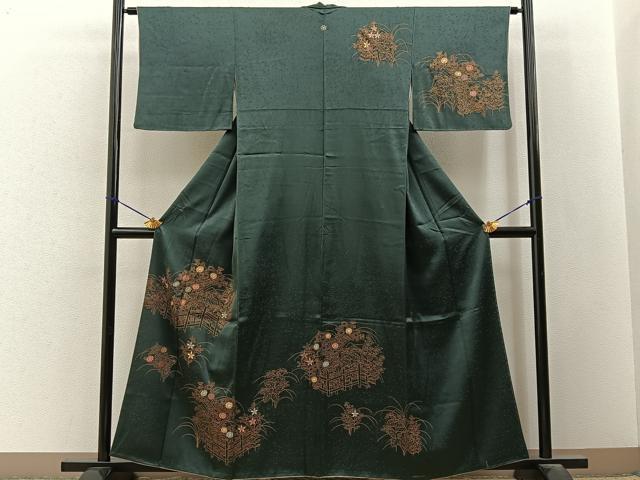 平和屋着物■訪問着　刺繍　草花文　金彩　正絹　逸品　BAAY3287hj