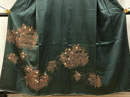 平和屋着物■訪問着　刺繍　草花文　金彩　正絹　逸品　BAAY3287hj